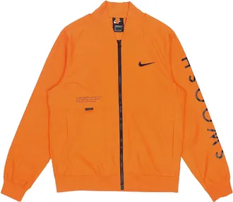Nike Sportswear Swoosh Logo Printing Sports Jacket Orange DJ5368-801