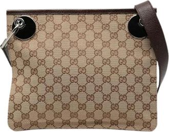 Gucci Pre-owned Eclipse Crossbody Bag - Dames - Vintage Schoudertas - Bruin - ONE Size - Leer - Vintage