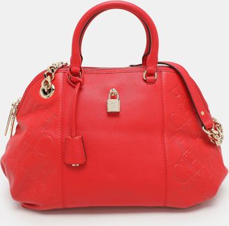 Carolina Herrera Red Leather Dahlia Satchel