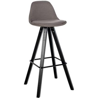 Clp Taburete De Bar Corbin De Tela Con Base De 4 Patas Cuadradas Gris Topo Negro