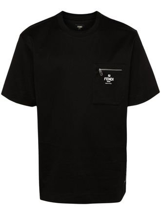 Fendi logo-print cotton T-shirt - Black