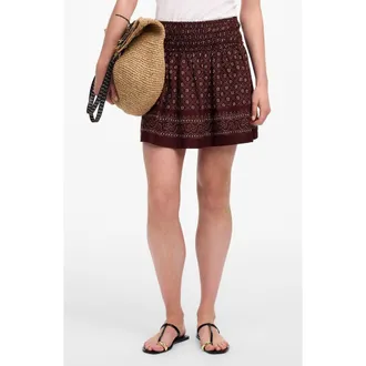 Madewell Paisley Ruffle Cotton Voile Miniskirt in Dusty Plum at Nordstrom Rack, Size Xx-Small