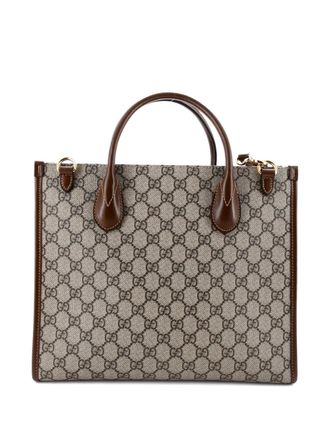 Gucci Structured Top Handle Open Tote GG Coated Canvas Small shoulder bag - Bruin