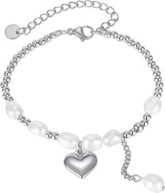 Firetti Edelstahlarmband »Schmuck Geschenk Herz & Perlen« mit Süsswasserzuchtperle