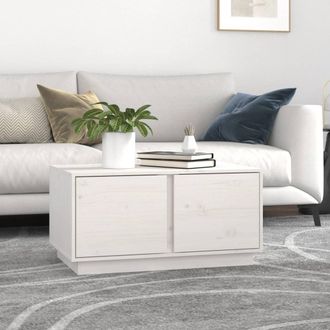 vidaXL Mesa De Centro Madera Maciza De Pino Blanco 80x50x40 Cm Vidaxl