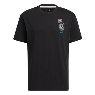 adidas neo x Keith Haring Crossover Cartoon Earth Pattern Printing Short Sleeve Black HD7269
