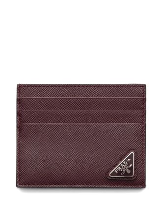 Prada triangle-logo cardholder - men - Calf Leather/Saffiano Leather - One Size - Red