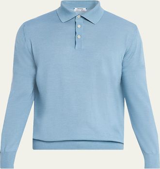 Cesare Attolini Mens Solid Cashmere Polo Sweater