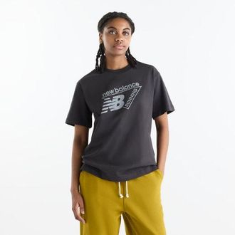 New Balance Womens Classic Tri-Logo T-Shirt in Grey Cotton, size X-Large