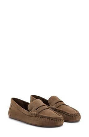 Mango Suede Penny Loafer in Medium Brown at Nordstrom, Size 7.5Us