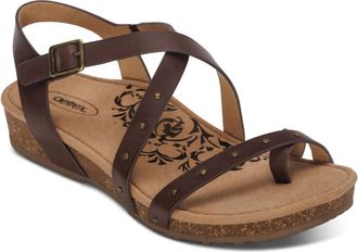 Aetrex Womens Lauren Quarter Strap Sandal In Coffee
