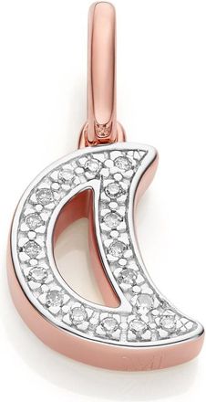 Monica Vinader Rose Gold Alphabet Moon Diamond Pendant Charm Diamond