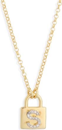 Meshmerise Diamond Padlock Initial Pendant Necklace - 0.12ct. in Yellow-S at Nordstrom Rack