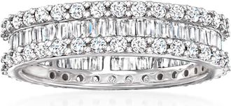 Ross-Simons Brilliant and Baguette-Cut Diamond Eternity Band in 14kt White Gold With Rhodium