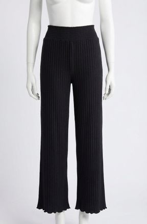 Z Supply Dawn Smocked Rib Pant In Black Sand