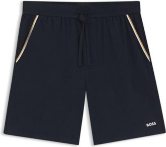 BOSS Stretch-cotton pajama shorts with signature-stripe tape