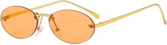 Generic Small Frame Mens Sunglasses Outdoor Vacation Womens Commuter Sun Glasses(Orange)