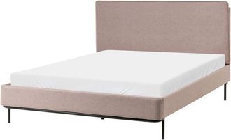 Beliani Cama Con Somier Moderna De Tela Con Cabecero Tapizado Gris Pardo 140 X 200 Cm Corio