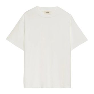 A Paper Kid Tops, Heren, Wit, L, Katoen, T-Shirt Logo Con Perle