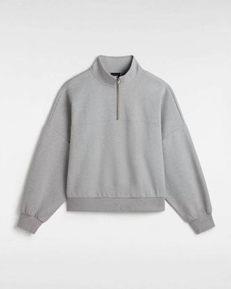 Vans Womens Elevated Double Knit Loose Mock Neck Sweatshirt In Cement Heather
