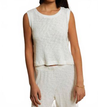 perfectwhitetee Kala Summer Mesh Mock Neck Tank Top In Natural
