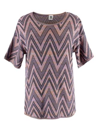 Missoni M Missoni Metallic Multicolor Zigzag Patterned Knit Top Size S