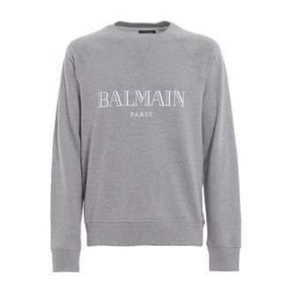 Balmain Silver Text Logo Sweatshirt
