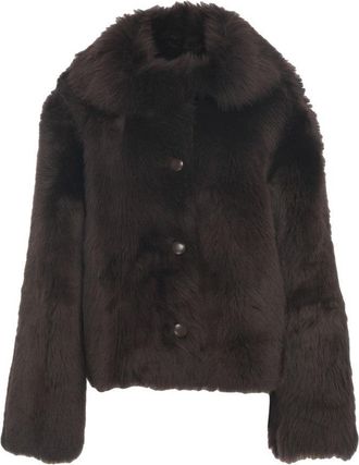 DESA 1972 Cropped Shearling Coat With Distinctive Oversized Collar