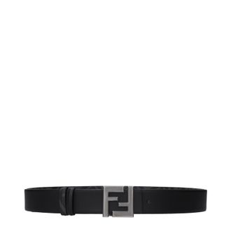 Fendi Damens G&uuml;rtel Leder Schwarz/Grau