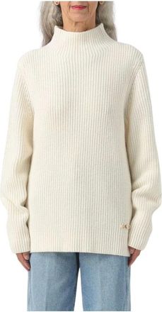 Michael Kors Tweekleurig Merino Wollen Sweatshirt - Dames - Coltruien - Wit - M - Wol - Truien & Vesten