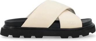 UGG Witte leren Crossband sandaal - Dames - Sandalen - Wit - 39 EU - Schoenen