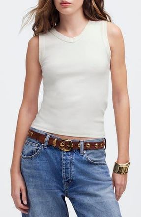 Madewell High V-Neck Regenerative Cotton Rib Tank in Lighthouse at Nordstrom Rack, Size X-Large