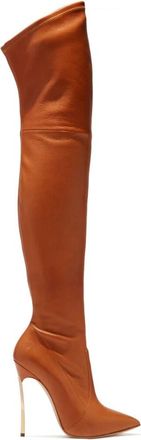Casadei Nogal leren overknee laarzen - Dames - Over de knie laarzen - Bruin - 36 1/2 EU - Leer - Schoenen