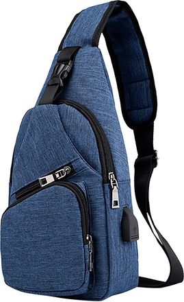 Generic Bag For Men Women Shoulder Backpack Chest Bags Crossbody Daypack With USB Cable For Hiking Camping Outdoor Trip Handbags for Women Shoulder Bags (Blue