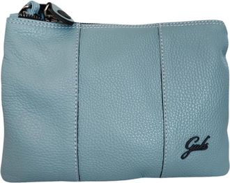 Gabs Zwarte leren crossbody tas met mineraalblauw logo - Dames - Clutches - Blauw - ONE Size - Leer - Tassen