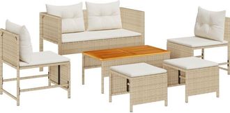 vidaXL Garden Sofa Set 6 pcs Beige, cream Poly Rattan Vidaxl