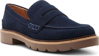 Blondo Waterproof Penny Loafer in Navy Suede at Nordstrom, Size 6.5