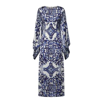 Dolce & Gabbana Long Majolica-Print Charmeuse Dress - female - Dolce & Gabbana - Maxi Dresses - Multicolor - S - Dresses