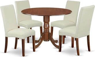 East West Furniture Dining Room Set Mahogany, DLDR5-MAH-01