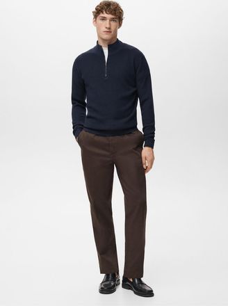 Mango Pullover coste collo zip navy - Uomo - XXL - MANGO MAN