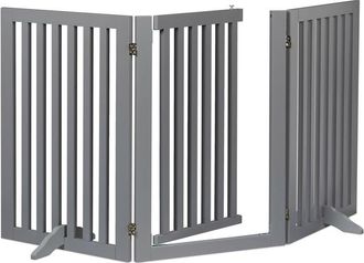 Relaxdays Relaxdays Barrera Seguridad Ni&ntilde;os Y Animales, Valla Protecci&oacute;n Mascotas, Puerta, 70x154cm, Plegable, 3 Paneles, Gris