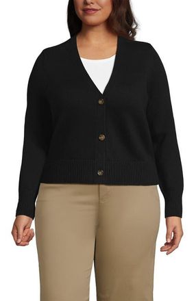 Lands End Plus Size Drifter Vneck Dress Cardigan Sweater in Black at Nordstrom, Size 1X
