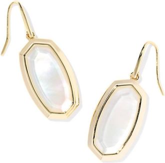 Kendra Scott Womens Dani Bezel Drop Earrings In Ivory Mother Of Pearl