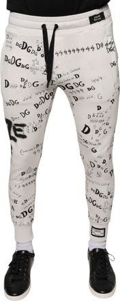 Dolce & Gabbana White Printed Cotton Jogger SweatMens Mens Pants (Pre-Owned)