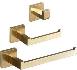 OEM Organizador De Ba&ntilde;o De Pared De 3 Piezas Con Aro Para Toallas, Portarrollos De Papel Higi&eacute;nico Y Gancho, Color Oro Cepillado