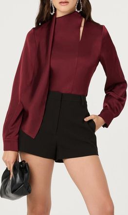 ASTR the Label Felista Scarf Neck Long Sleeve Shirt in Wine at Nordstrom, Size X-Small
