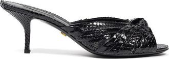 Dolce & Gabbana Black Snake Skin Platform Womens Sandals