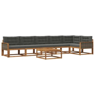 vidaXL Conjunto De Sof&aacute;s De Exterior 7 Pcs Natural Y Antracita Vidaxl