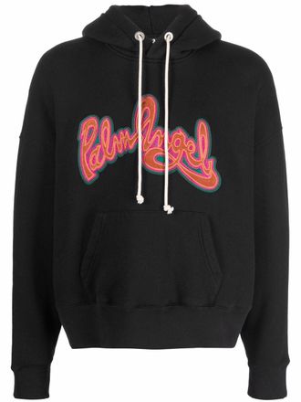 Palm Angels Seasonal-logo hoodie - men - Cotton/Polyester - M - Black