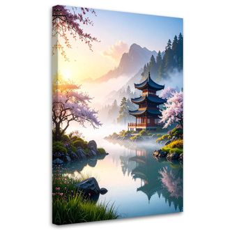 Feeby Impresi&oacute;n De Imagen Pagoda Japonesa Paisaje De Monta&ntilde;a 70x100